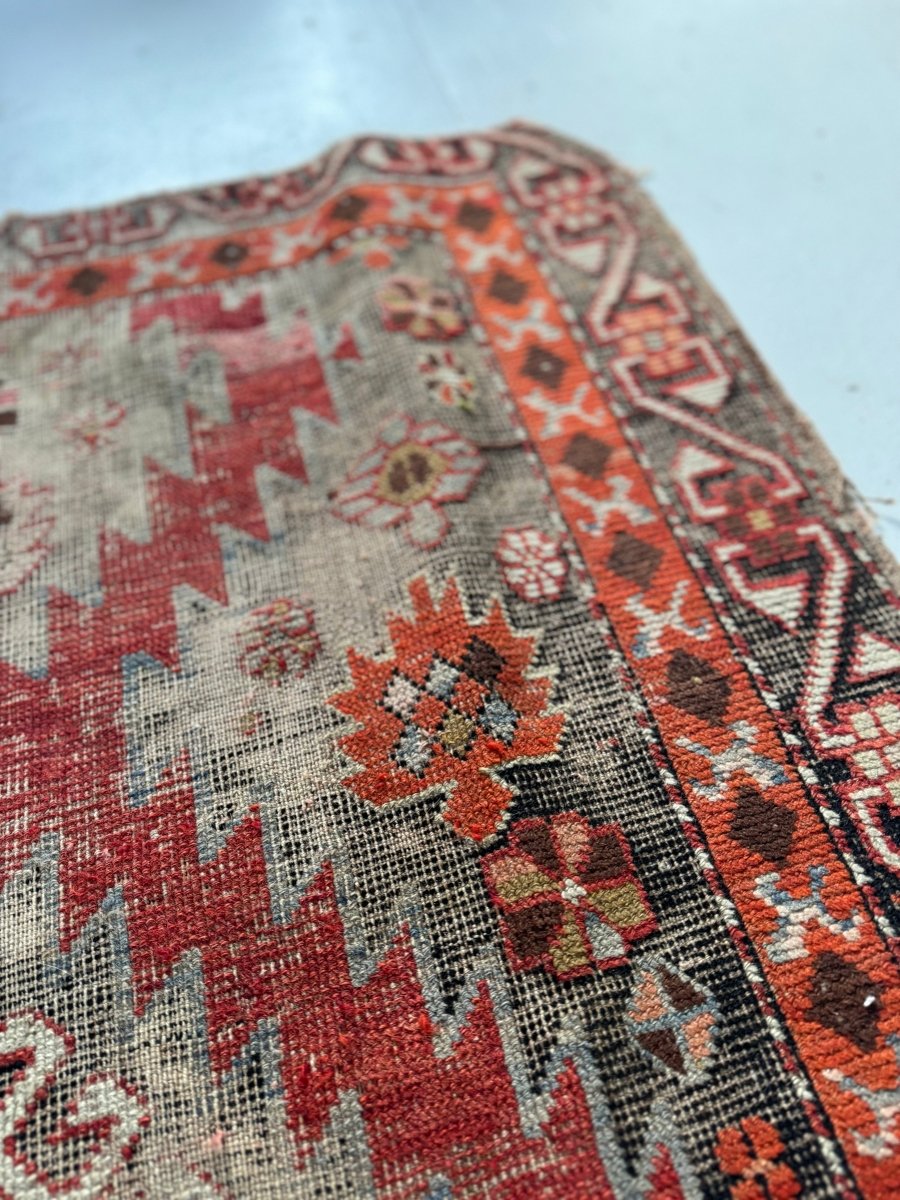 Vintage Worn In Rug - Pink + Orange - Diamonds & Rust