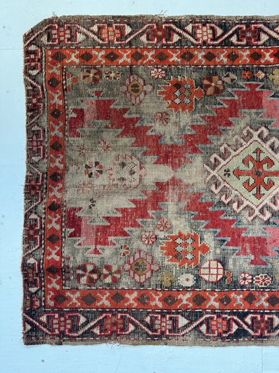 Vintage Worn In Rug - Pink + Orange - Diamonds & Rust