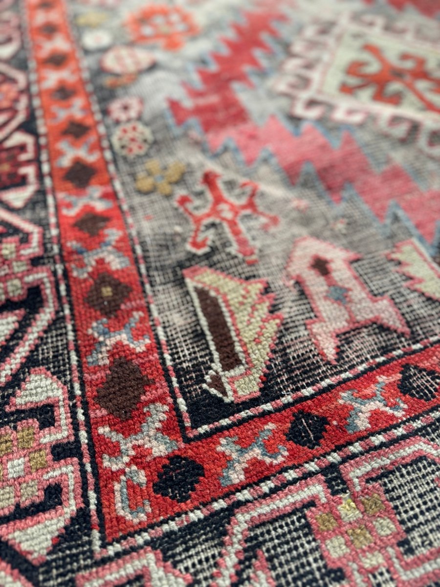 Vintage Worn In Rug - Pink + Orange - Diamonds & Rust