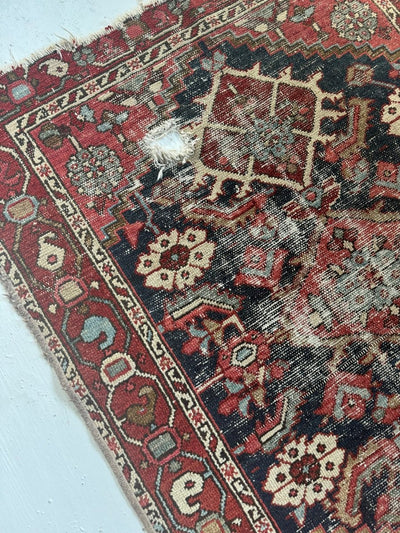 Vintage Worn In Rug - Red - Diamonds & Rust