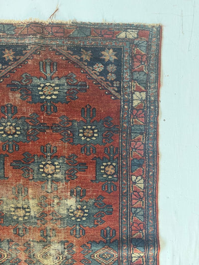 Vintage Worn In Rug - Red - Diamonds & Rust