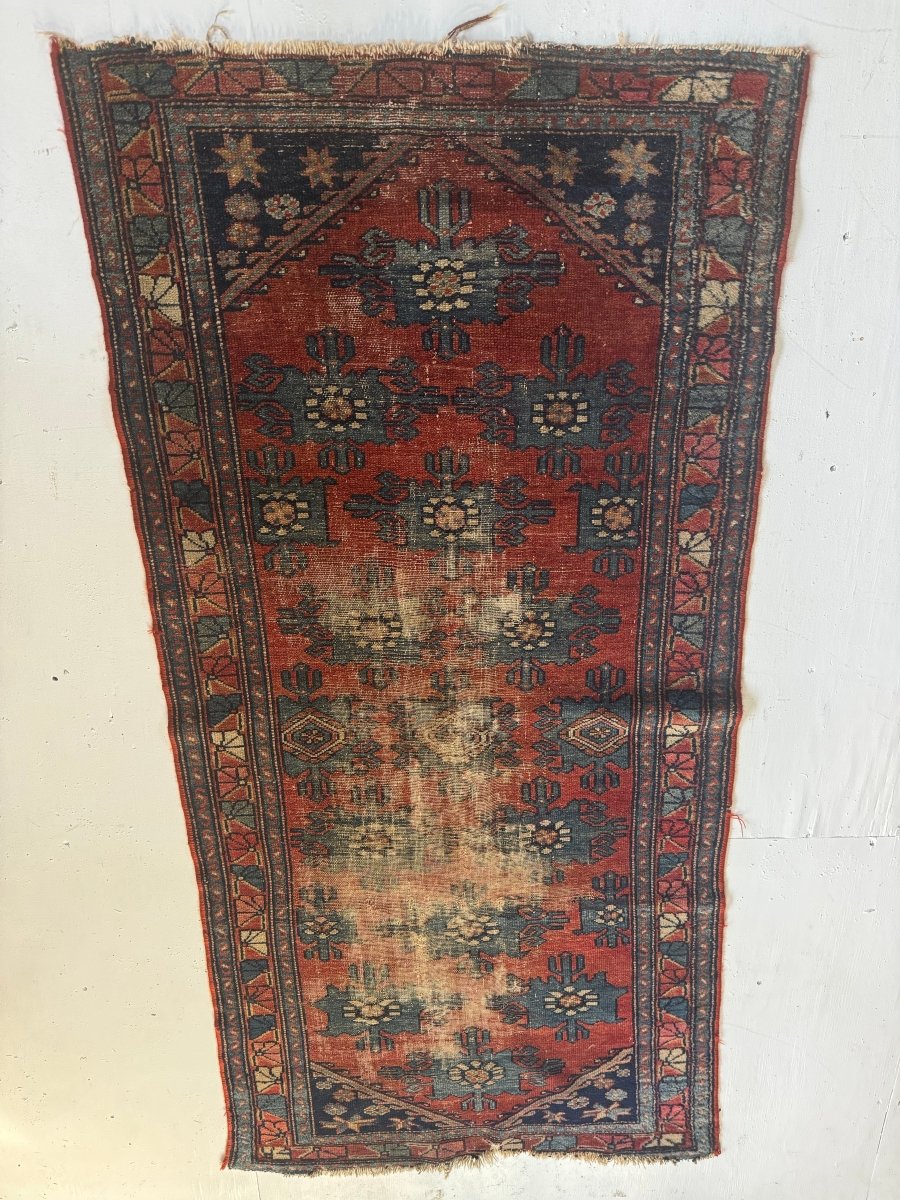 Vintage Worn In Rug - Red - Diamonds & Rust