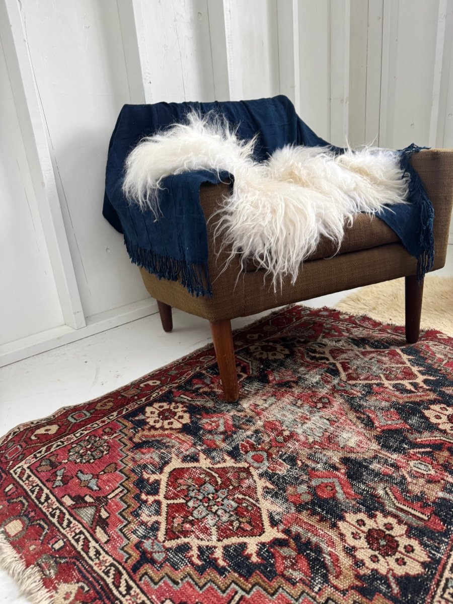 Vintage Worn In Rug - Red - Diamonds & Rust