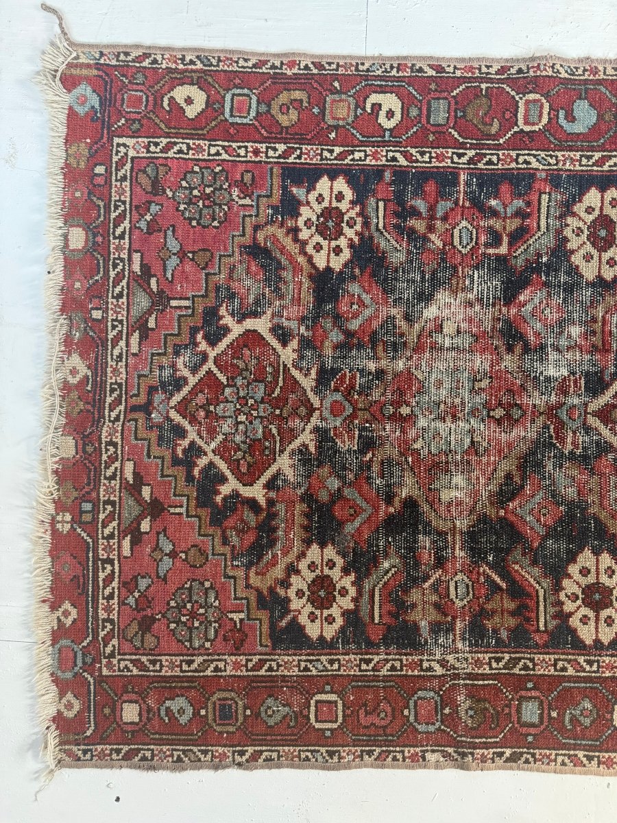 Vintage Worn In Rug - Red - Diamonds & Rust