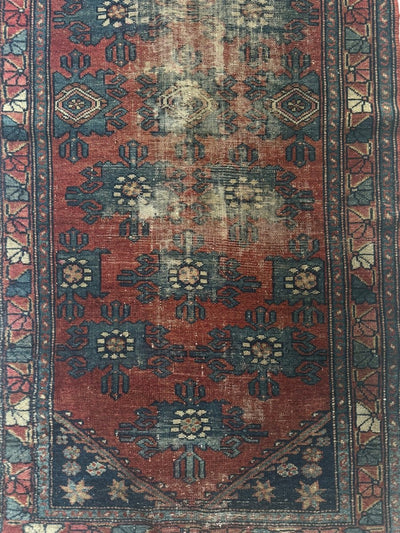 Vintage Worn In Rug - Red - Diamonds & Rust