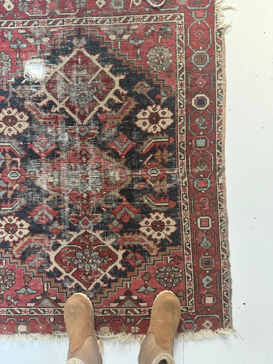 Vintage Worn In Rug - Red - Diamonds & Rust