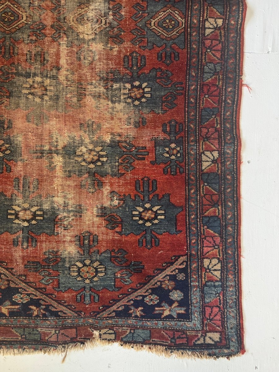 Vintage Worn In Rug - Red - Diamonds & Rust