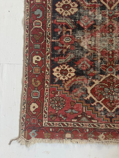 Vintage Worn In Rug - Red - Diamonds & Rust