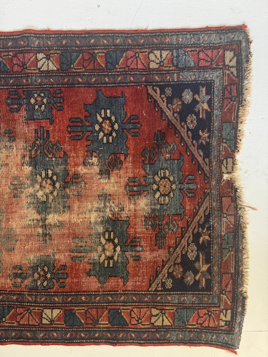 Vintage Worn In Rug - Red - Diamonds & Rust