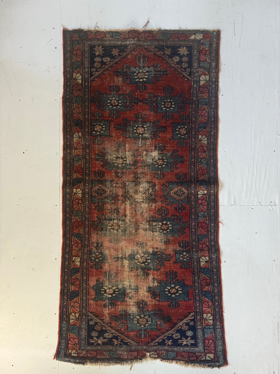 Vintage Worn In Rug - Red - Diamonds & Rust