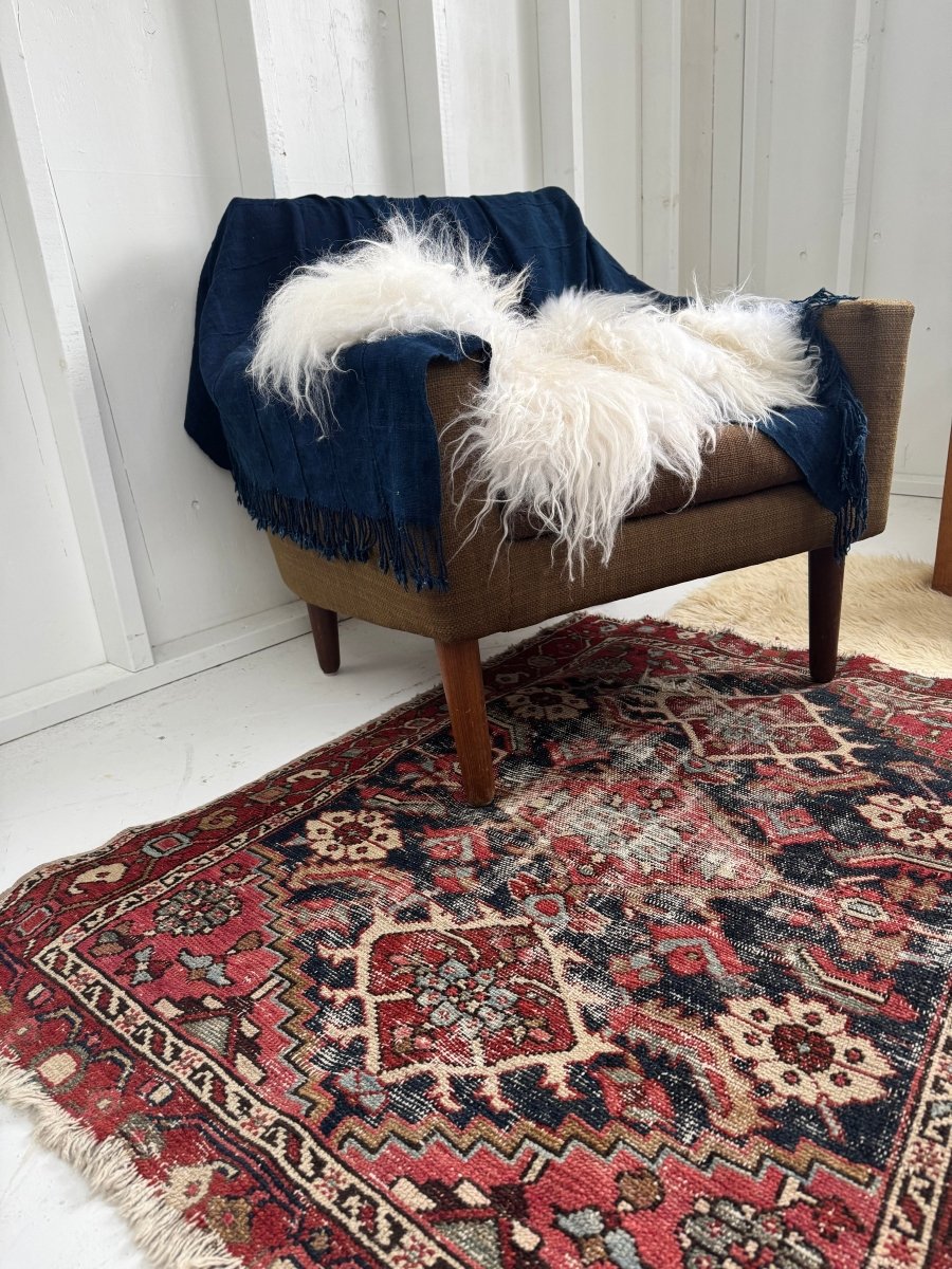 Vintage Worn In Rug - Red - Diamonds & Rust