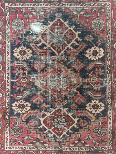 Vintage Worn In Rug - Red - Diamonds & Rust