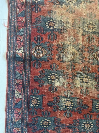 Vintage Worn In Rug - Red - Diamonds & Rust