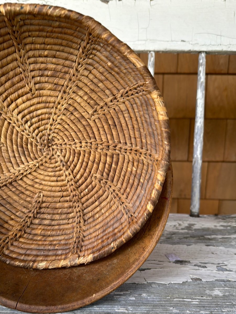Vintage Woven Bowl - Diamonds & Rust
