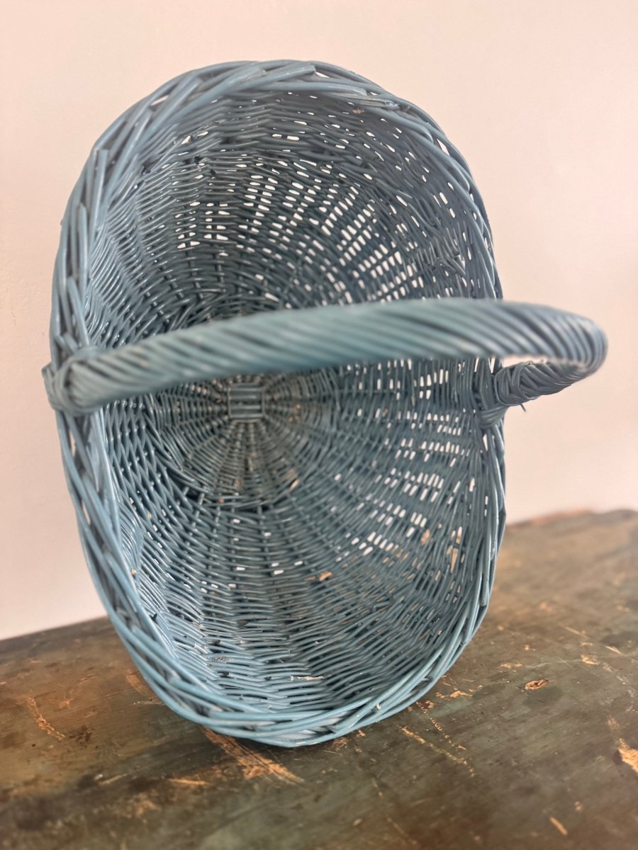 Vintage Woven Gathering Basket - Blue - Diamonds & Rust