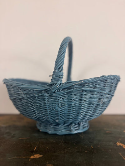 Vintage Woven Gathering Basket - Blue - Diamonds & Rust