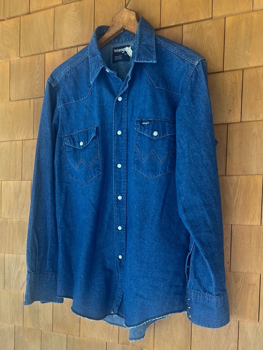 Vintage Wrangler Cowboy Cut Denim Shirt - Diamonds & Rust