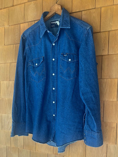 Vintage Wrangler Cowboy Cut Denim Shirt - Diamonds & Rust
