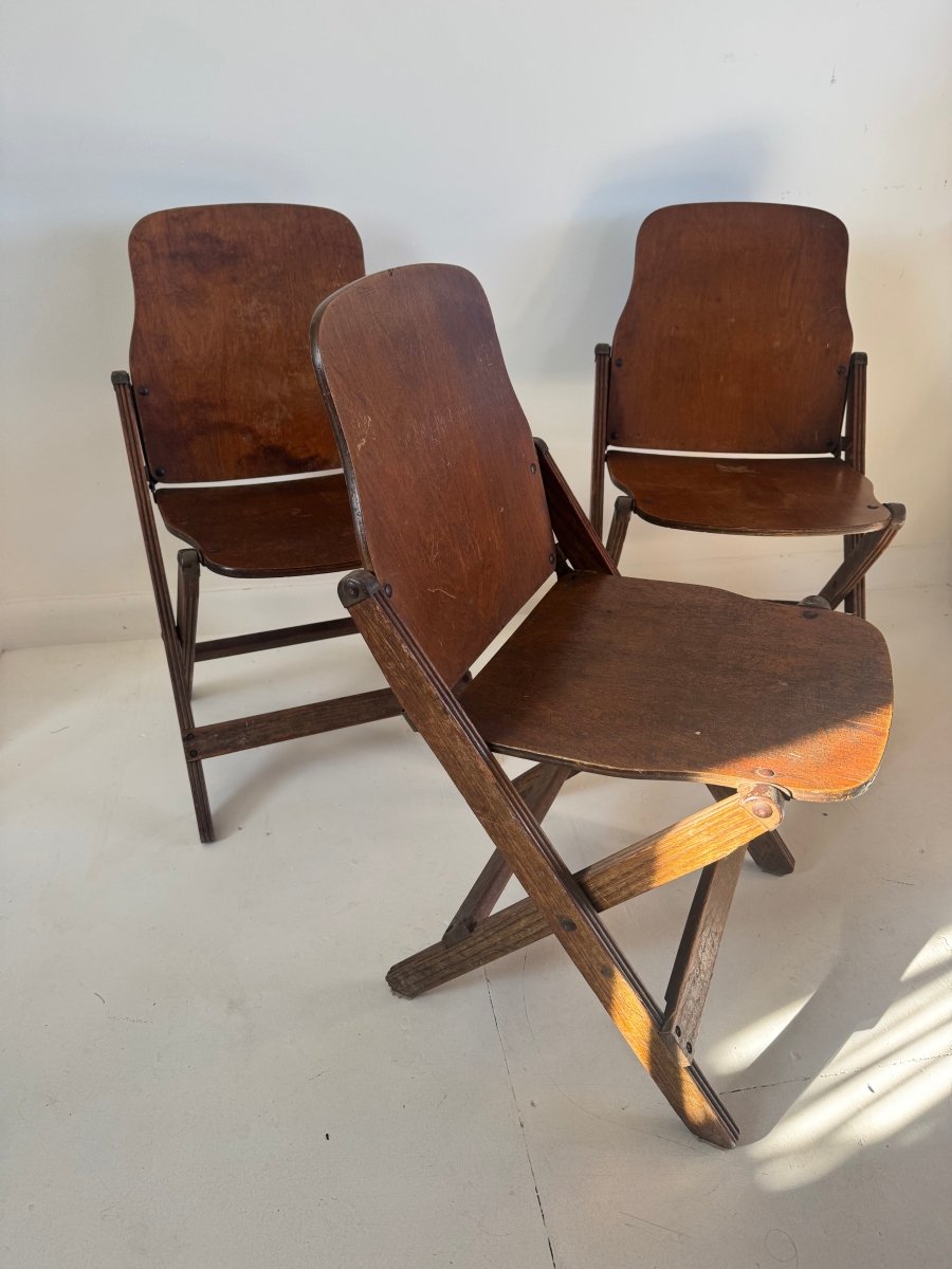 Vintage WWII / 1940s era Wood Folding Chair - Diamonds & Rust