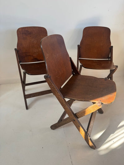 Vintage WWII / 1940s era Wood Folding Chair - Diamonds & Rust