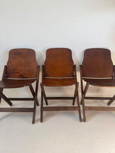 Vintage WWII / 1940s era Wood Folding Chair - Diamonds & Rust