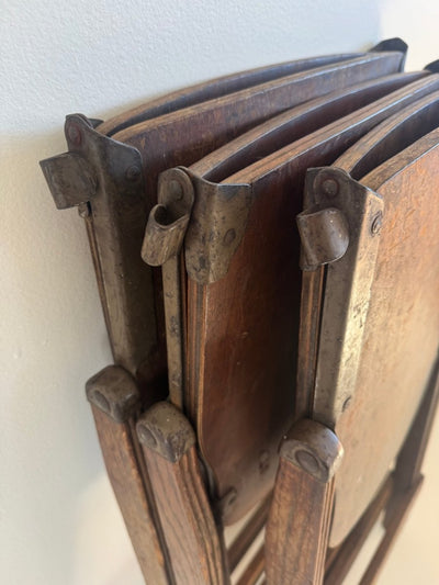 Vintage WWII / 1940s era Wood Folding Chair - Diamonds & Rust