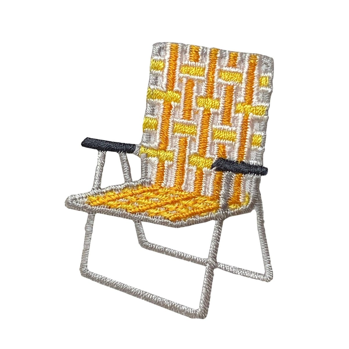 Vintage Yellow Webbed Lawn Chair, Camping, Iron on Patch - Diamonds & Rust