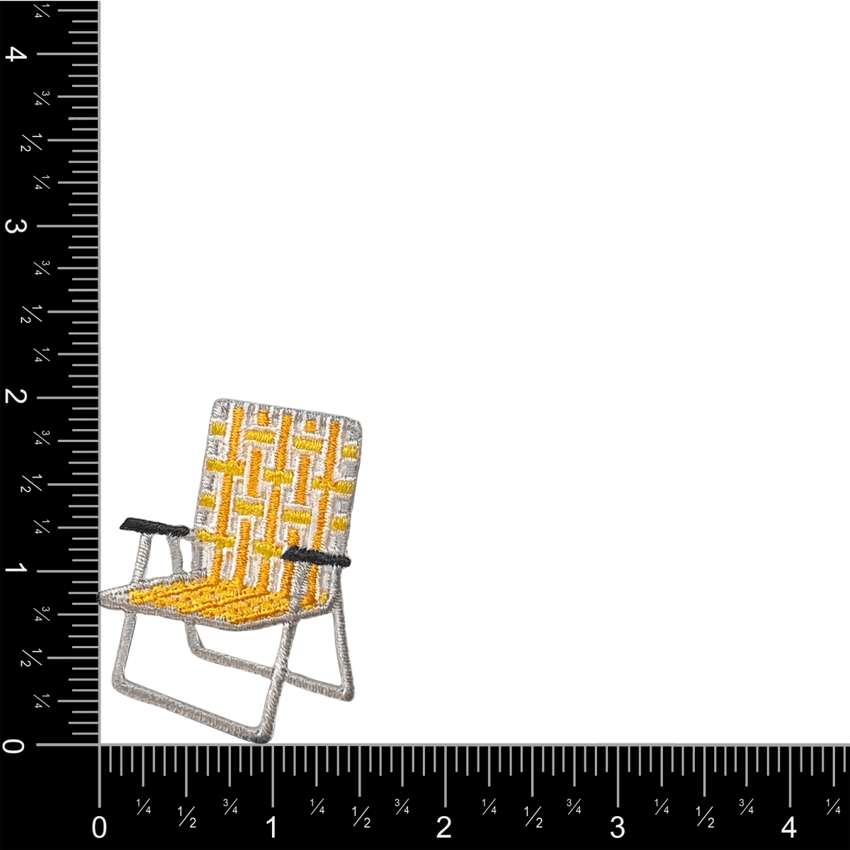 Vintage Yellow Webbed Lawn Chair, Camping, Iron on Patch - Diamonds & Rust
