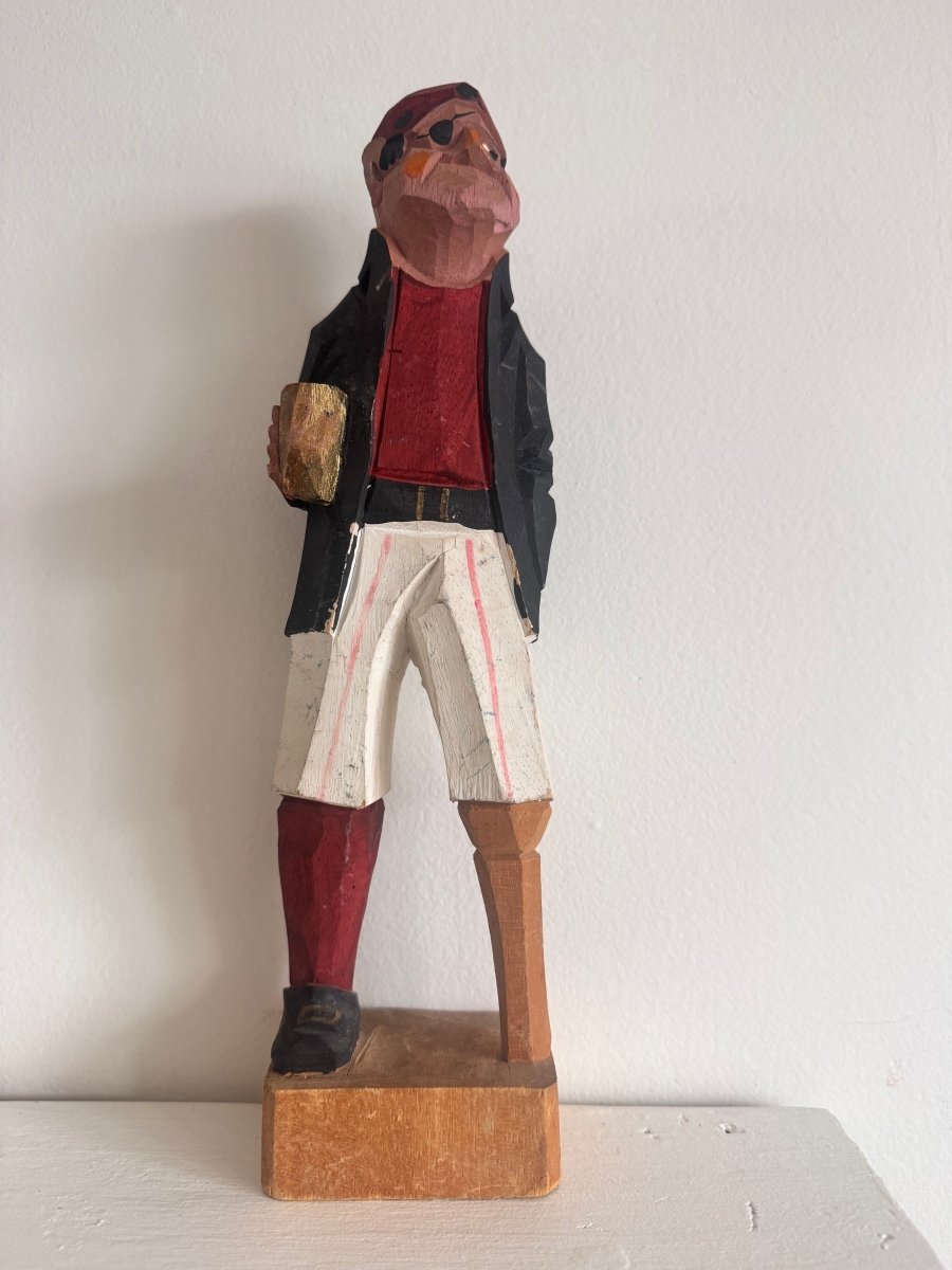 VTG 12" Wooden Fisherman - Pirate - Diamonds & Rust