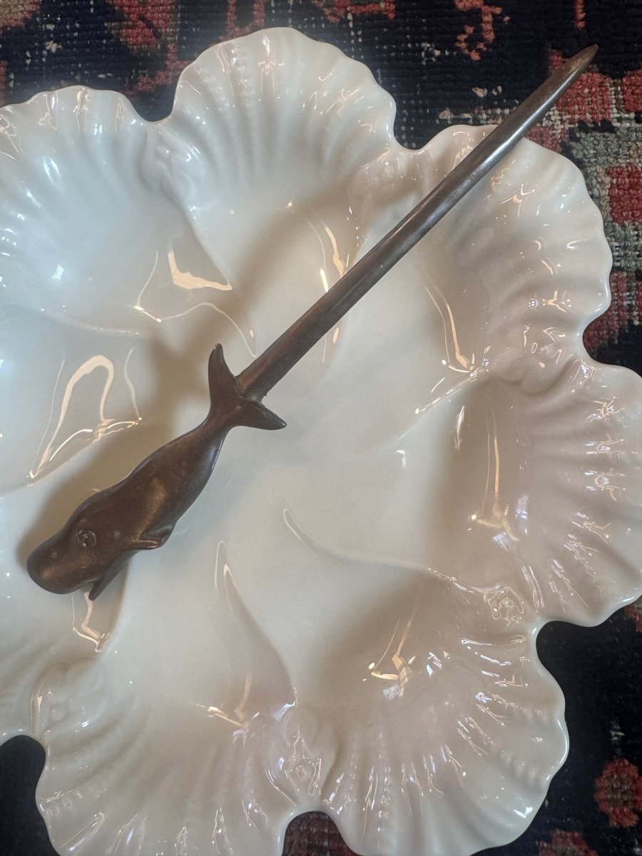 VTG 1940's Brass Whale Letter Opener - Diamonds & Rust