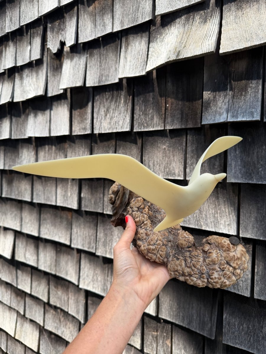 VTG 1970s Seagull Drift Wood Sculpture - Smaller - Diamonds & Rust