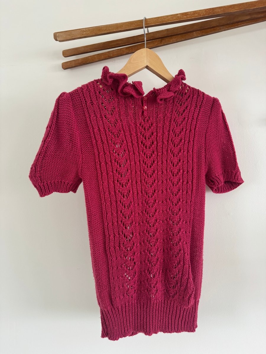 VTG 80s Regina Porter Short Sleeve Sweater - Diamonds & Rust