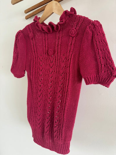 VTG 80s Regina Porter Short Sleeve Sweater - Diamonds & Rust
