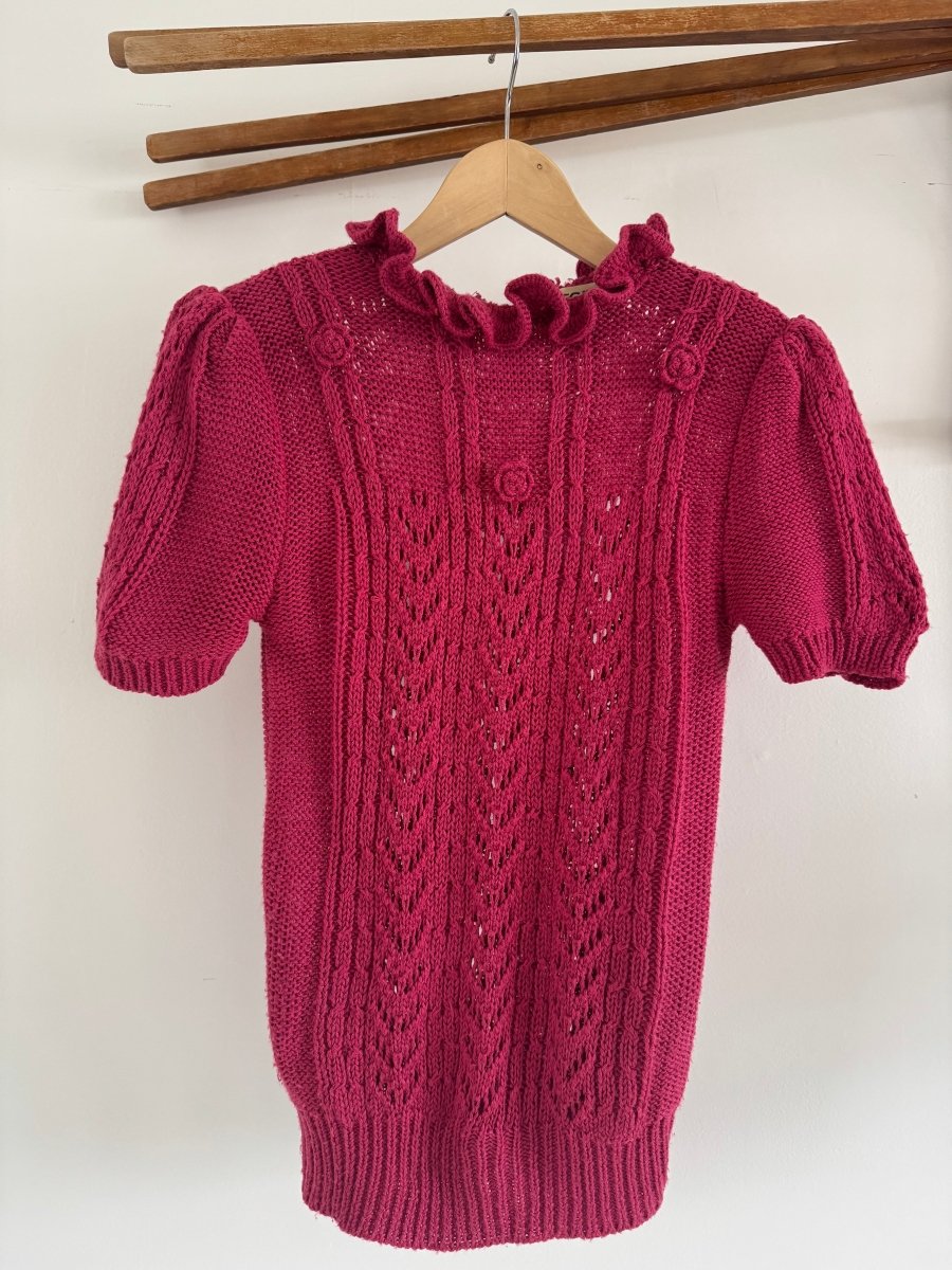 VTG 80s Regina Porter Short Sleeve Sweater - Diamonds & Rust