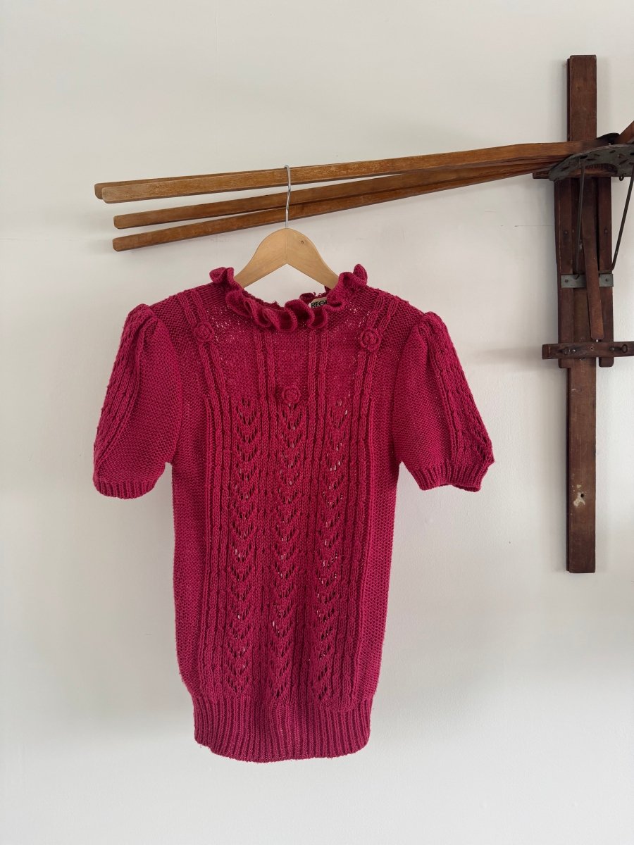 VTG 80s Regina Porter Short Sleeve Sweater - Diamonds & Rust