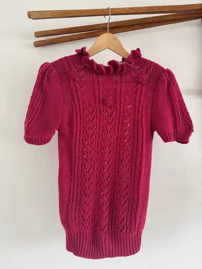 VTG 80s Regina Porter Short Sleeve Sweater - Diamonds & Rust