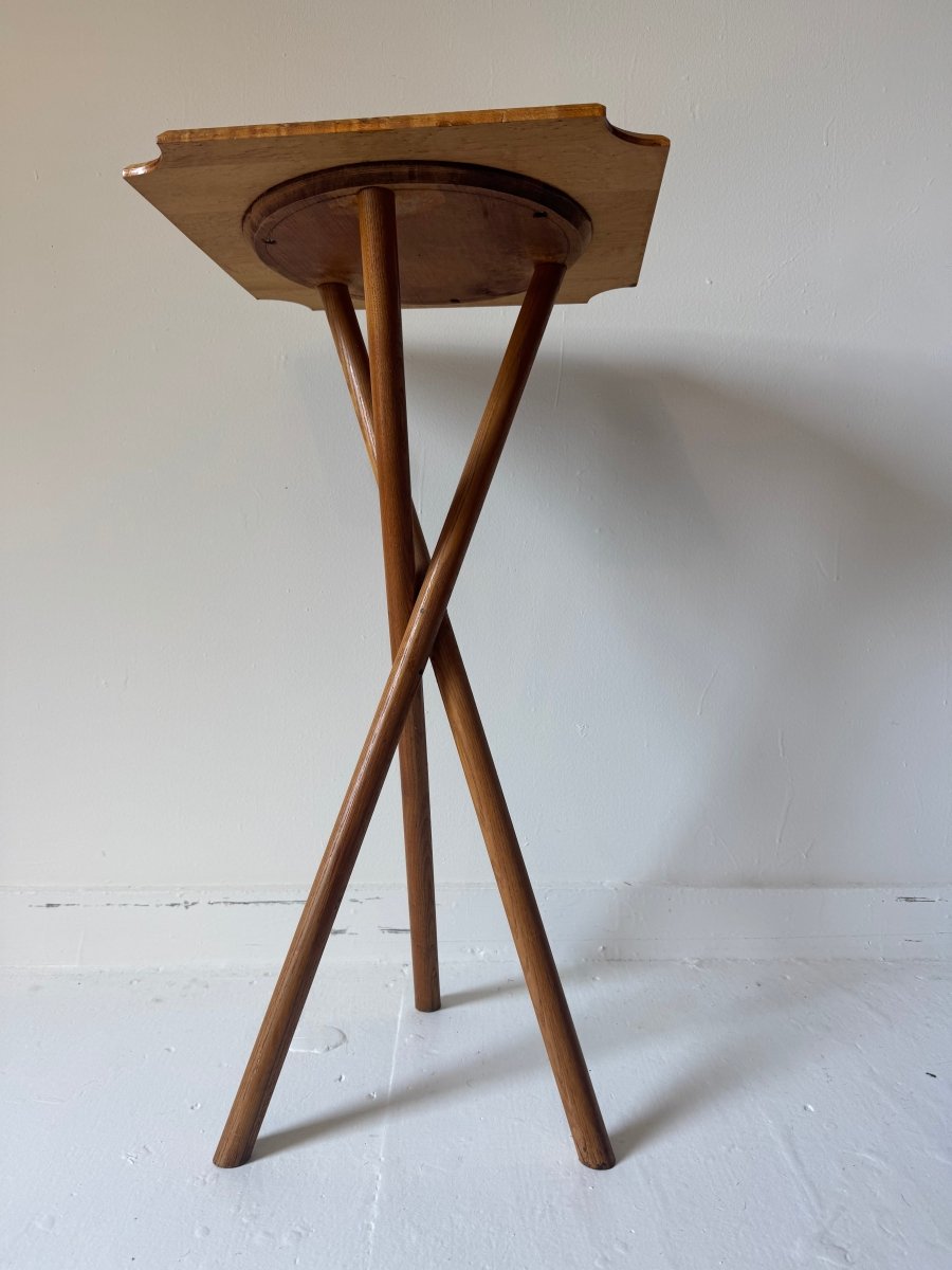 VTG Birds Eye Maple Tripod Table - Diamonds & Rust