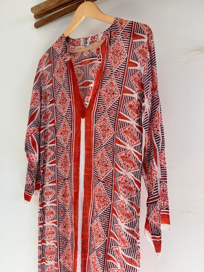 VTG Block Print Dress - Made in India - Diamonds & Rust