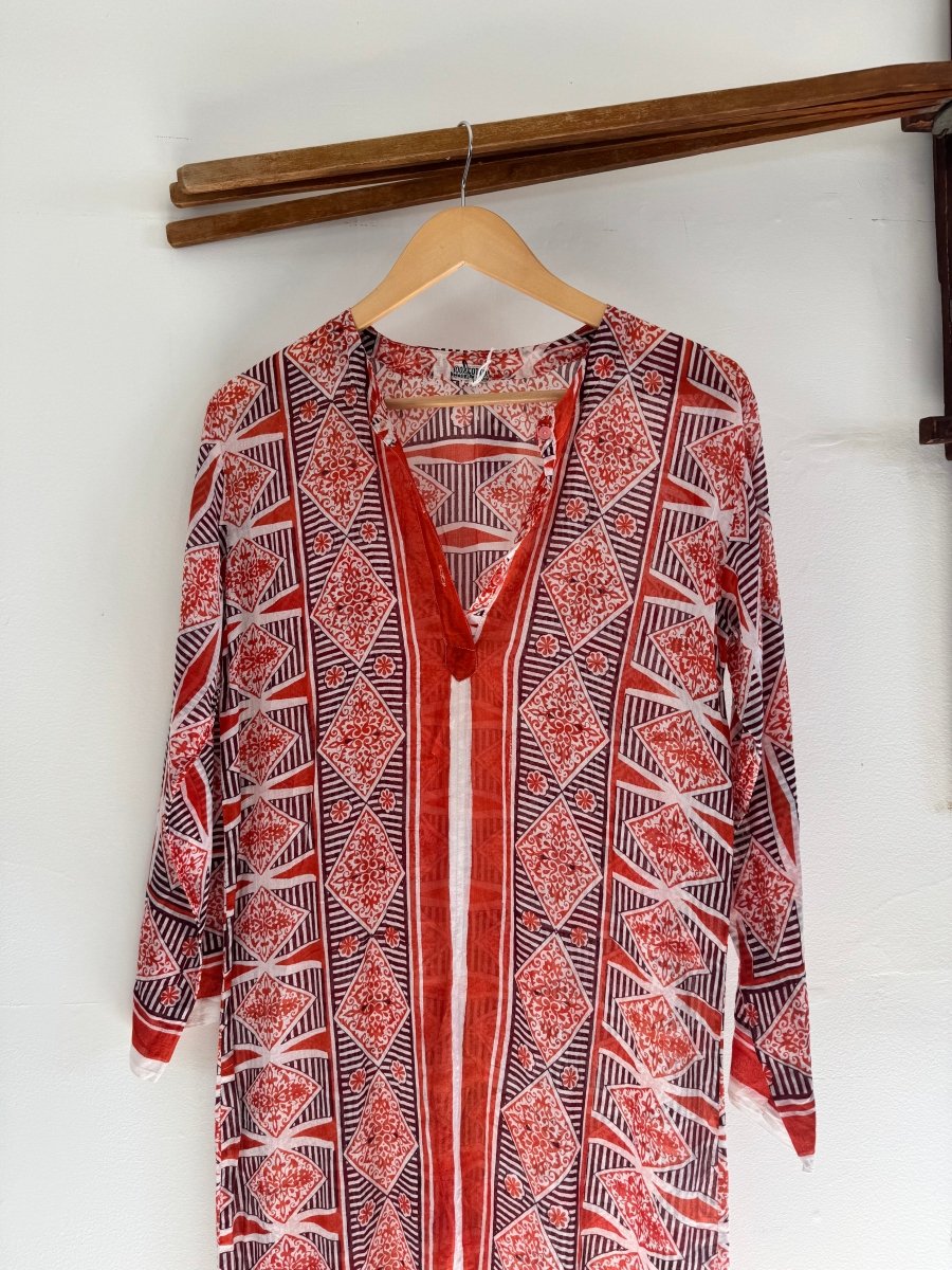 VTG Block Print Dress - Made in India - Diamonds & Rust