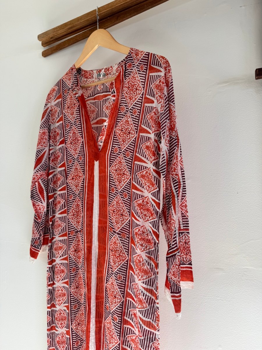 VTG Block Print Dress - Made in India - Diamonds & Rust