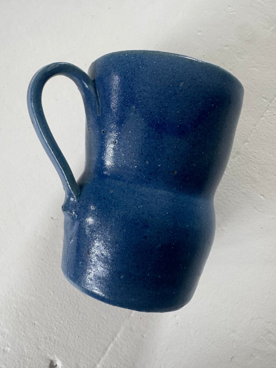 VTG Blue Ceramic Creamer - Diamonds & Rust