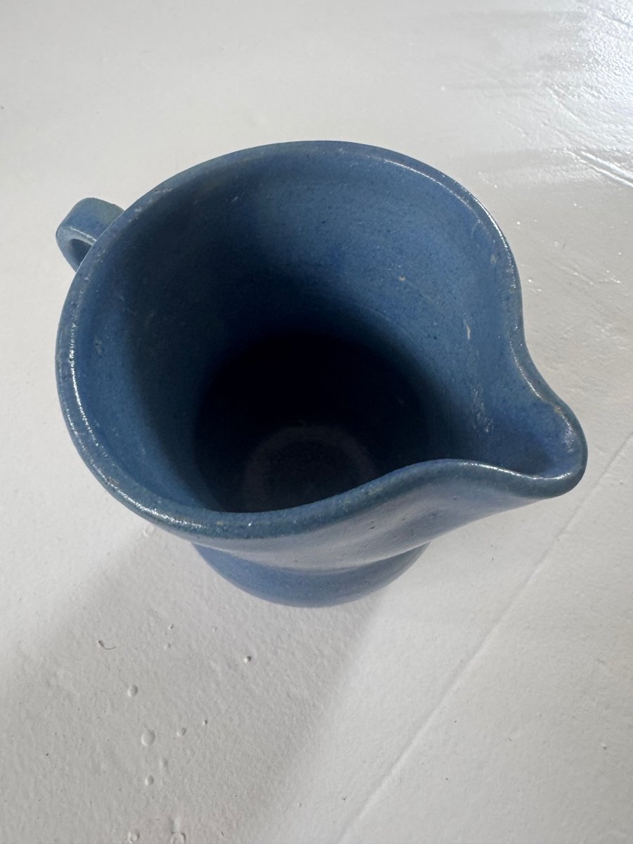 VTG Blue Ceramic Creamer - Diamonds & Rust