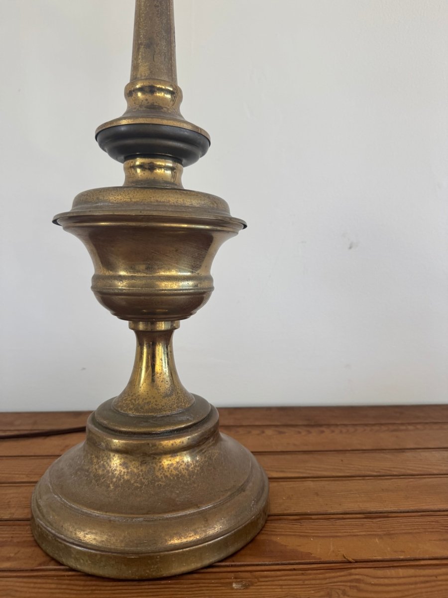 VTG Brass Table Lamp - Diamonds & Rust