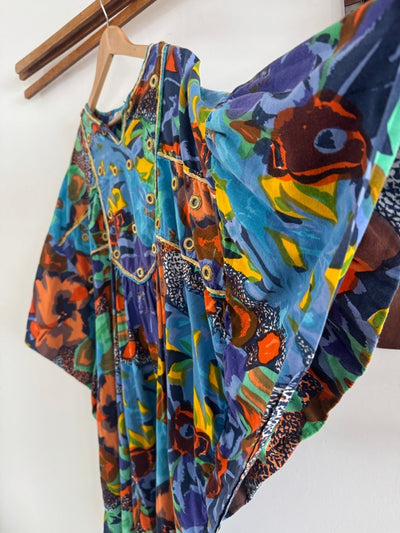 VTG Bright Floral Kaftan - Diamonds & Rust