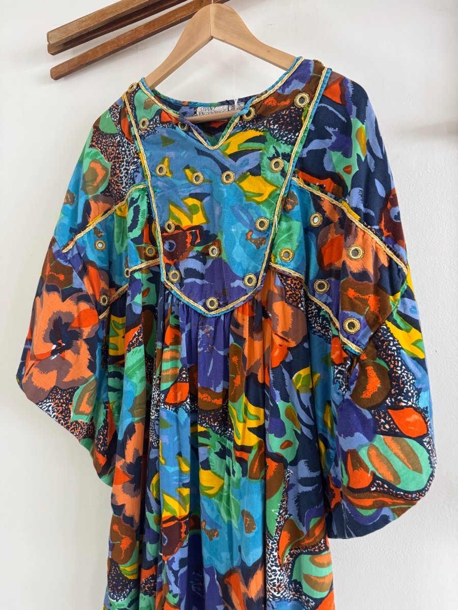 VTG Bright Floral Kaftan - Diamonds & Rust