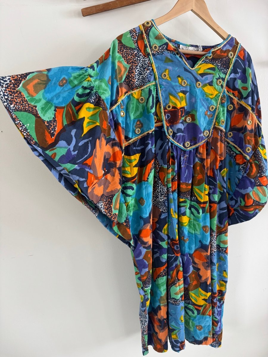 VTG Bright Floral Kaftan - Diamonds & Rust