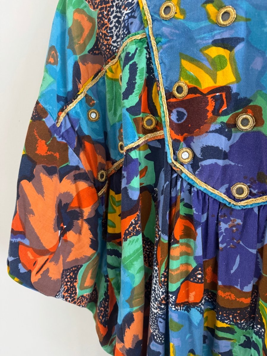 VTG Bright Floral Kaftan - Diamonds & Rust