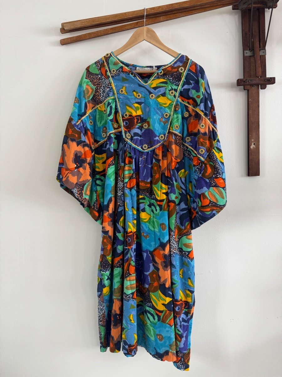VTG Bright Floral Kaftan - Diamonds & Rust