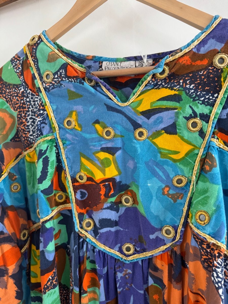 VTG Bright Floral Kaftan - Diamonds & Rust