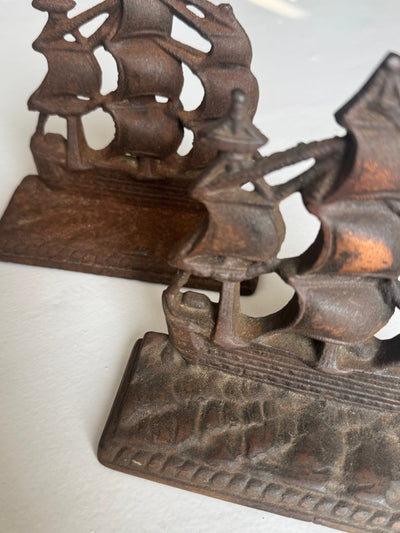 VTG Clipper Ship Book Ends - Diamonds & Rust